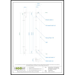 Recoup Pipe+ HE Installation diagram showing a horizontal top connection Recoup Pipe+ HE Installation diagram showing a horizontal top connection