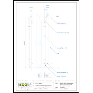 Recoup Pipe+ HE Installation diagram showing a vertical top connection Recoup Pipe+ HE Installation diagram showing a vertical top connection