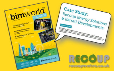 BIM World case study feature on Recoup WWHRS and Barratt Developments