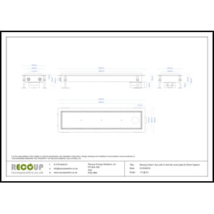 Recoup Drain+ Duo & In-line tile cover plate (+80mm Syphon) drawing