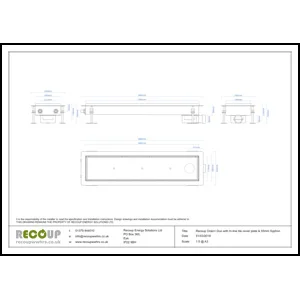 Recoup Drain+ Duo & In-line tile cover plate (+80mm Syphon) drawing Recoup Drain+ Duo & In-line tile cover plate (+80mm Syphon) drawing
