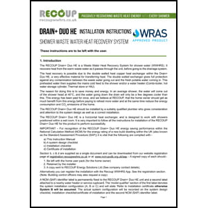 Recoup Drain+ Duo HE installation and data Recoup Drain+ Duo HE installation and data
