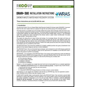 Recoup Drain+ Duo installation and data Recoup Drain+ Duo installation and data
