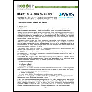 Recoup Drain+ installation and data Recoup Drain+ installation and data