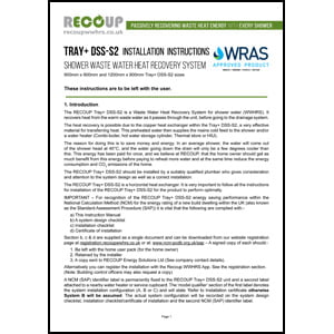Recoup Tray+ DSS-S2 installation and data Recoup Tray+ DSS-S2 installation and data