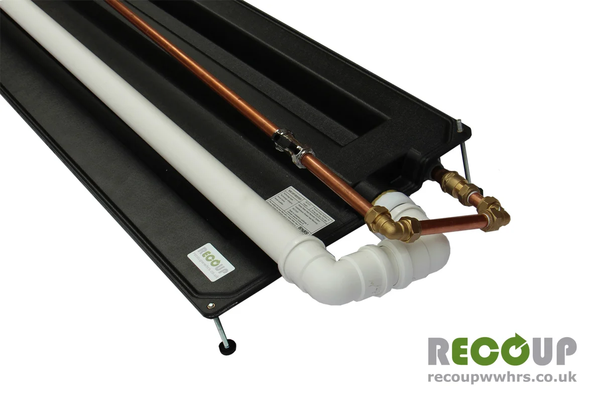 Recoup WWHRS Easyfit+ installed with pipework detail - Waste Over