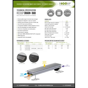 Recoup Drain+ Duo Technical Specification Recoup Drain+ Duo Technical Specification