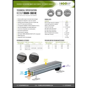 Recoup Drain+ Duo HE Technical Specification Recoup Drain+ Duo HE Technical Specification