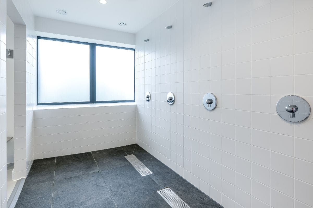 Gilden Sports Pavilion Showers with Easyfit+ drain WWHRS