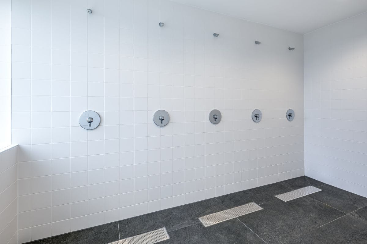 Gilden Sports Pavilion Showers with three Easyfit+ drain WWHRS