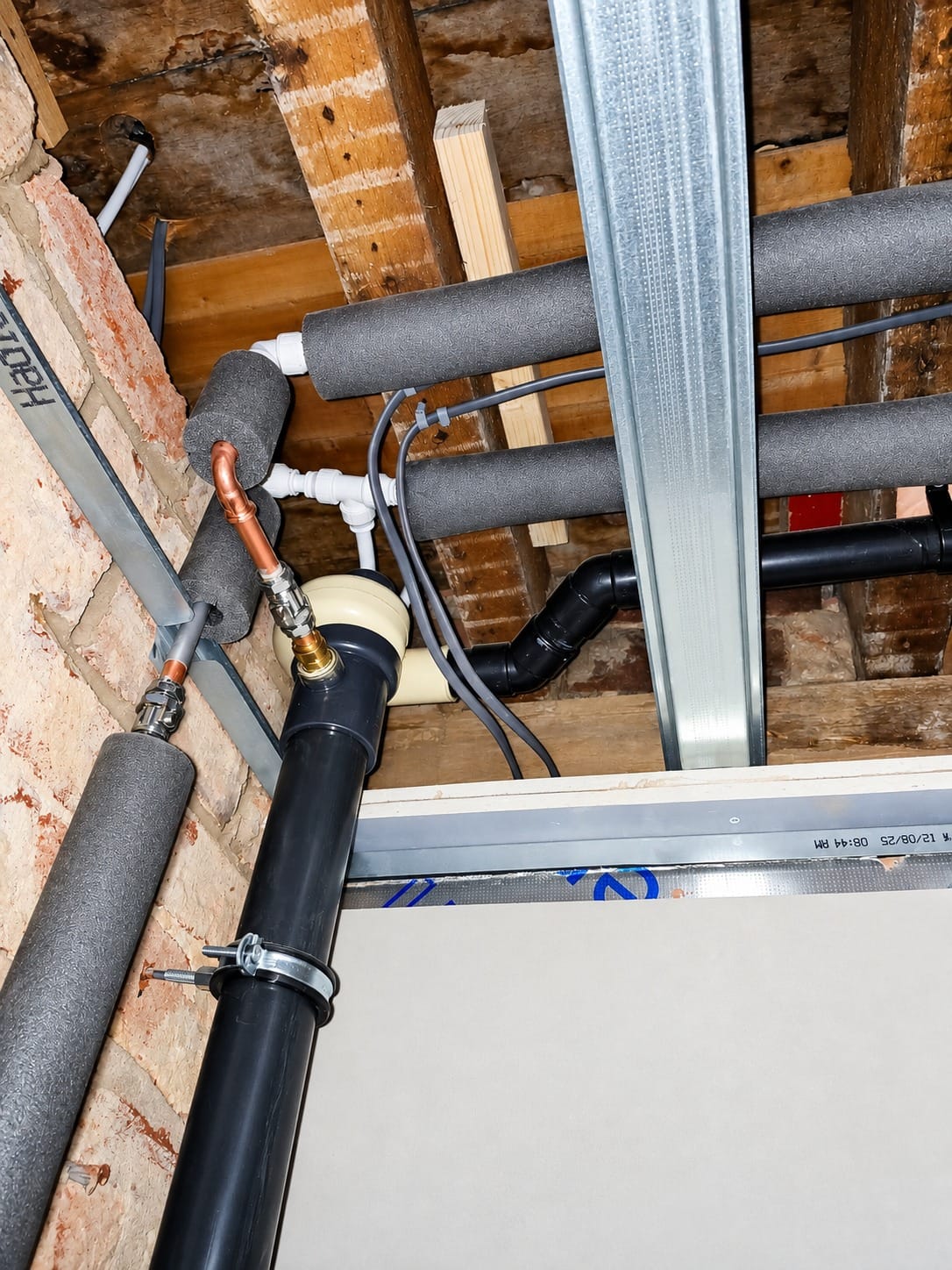 goldthorns-wwhrs-vertical-installation Pipe Hex Vertical WWHRS installation and associated insulated pipework at Goldthorns.